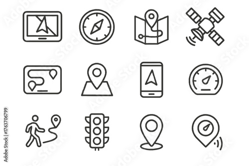 Light icons path icon waypoint navigation app vector map pedestrian gps