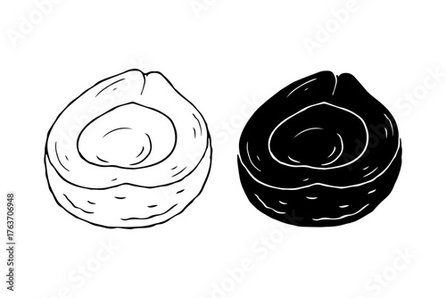 Avocado fruit sketch, silhouette.
Vector graphics.