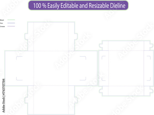 Lid & Base Rigid Packaging Dieline – Gift/Product Box Vector Template