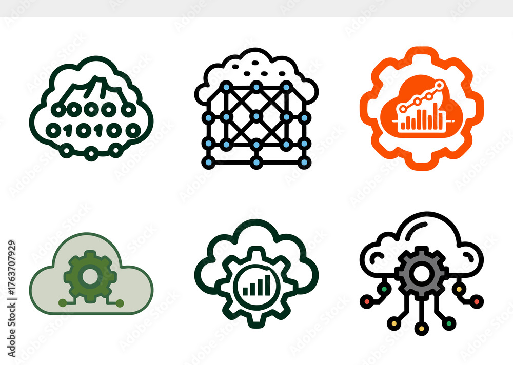 Obraz premium Abstract Digital Cloud Formed with Binary Digits and Pixels