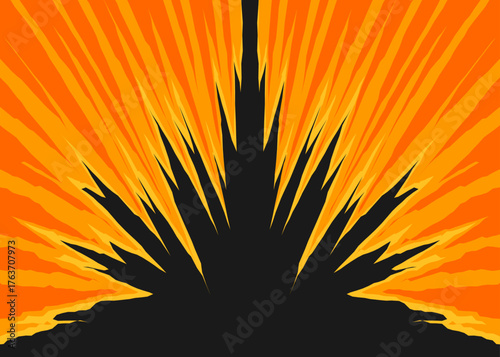 Abstract background with exploding jagged pattern and with some copy space area