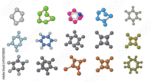 Diverse Molecular Structures Chemistry Study: Exploring Molecular Diversity in Science and Technology with Colorful Chemical Compound Diagrams for Research, Education, Presentations, Innovative Scient