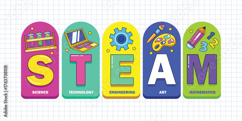 STEAM education symbol and element vector illustration