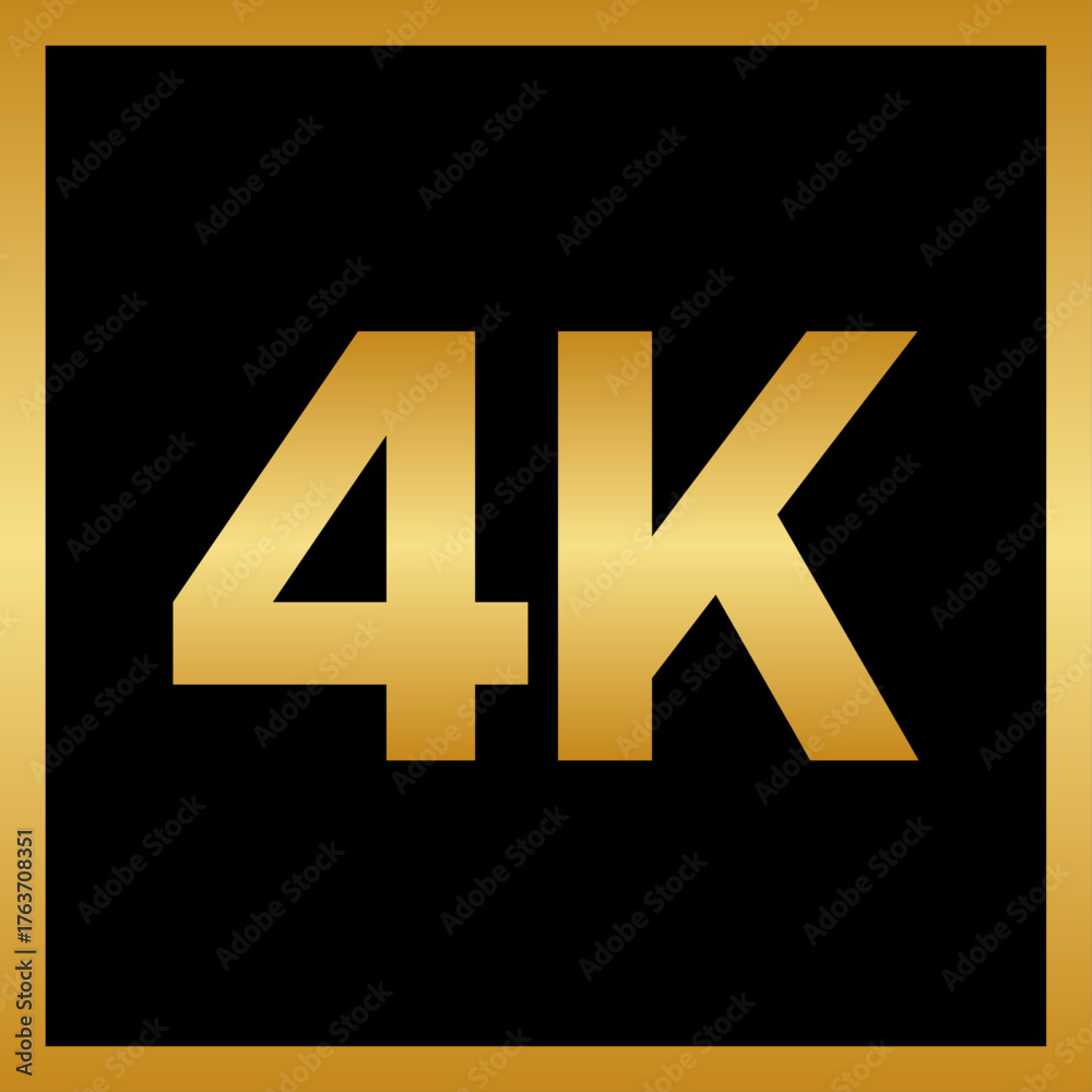 Fototapeta premium 4K Gold Text Logo on Black Background - Ultra High Definition Resolution Badge Design