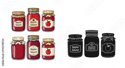 Homemade Apple Sauce Canning: Preserving Harvest Bounty for Autumn Recipes, Jars of Fruit Spread in a Kitchen Pantry, Gourmet Food Preparation and Storage, Sweet and Savory Delights, Rustic Charm with