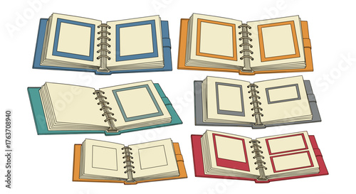 Colorful Photo Albums Open for Memories: Scrapbooking, and Recollections in Journals, Personal Stories, and Family Keepsakes, Creating Memory Books for Anniversaries, Events, Holidays, and Vacation So