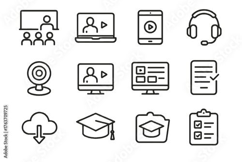 Platform notes digital vector icons online interactive storage graduation assignment virtual icon
