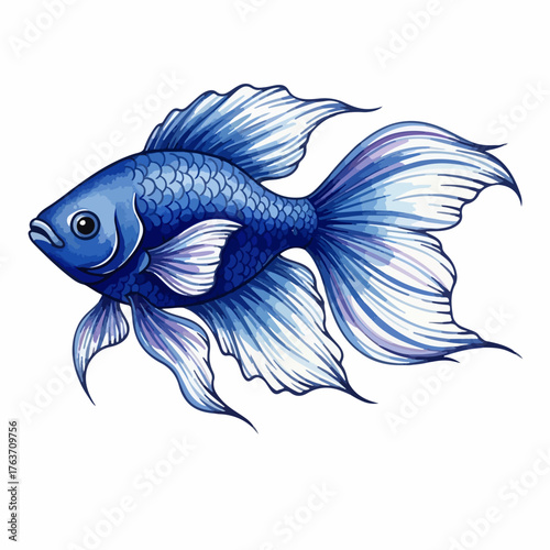 Artistic watercolor background of sandy beach showing scattered pebbles is what defines this beautiful fish with flowing fins.