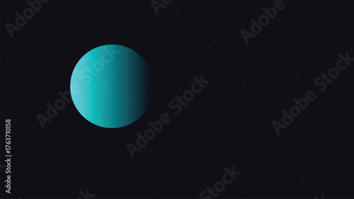 Cosmic Planet in Deep Space with Scattered Stars - Gradient Teal Orb Against Dark Sky - Abstract Astronomical Art Background