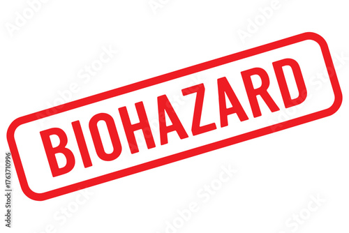 Biohazard warning sign isolated on white background, featuring bold red text and border, indicating hazardous biological materials and potential health risks vector illustration