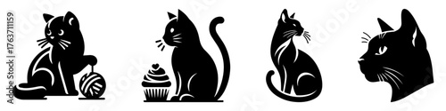 Black cat art illustrations cute animal designs feline graphics.
