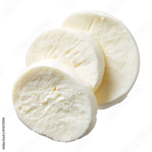 Sliced fresh mozzarella cheese buffalo on transparent background