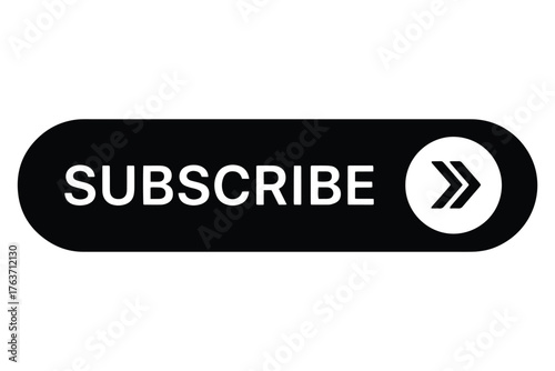 Black subscribe button with arrow isolated on white background is a call to action for viewers to follow a channel or content creator online vector illustration