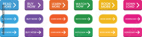 Colorful collection of ui ux button designs for web applications vector
