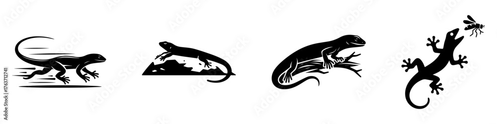 Naklejka premium Lizards in Action: A Visual Story of Movement and Nature.