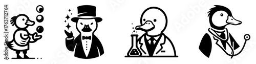 Duck Professions: Juggler Magician Scientist Doctor.