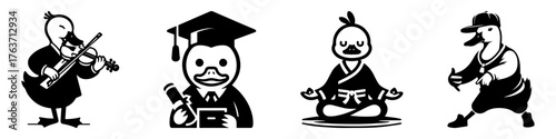 Duckling Icons: A Symphony of Professions and Hobbies.