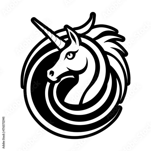 A glyph style icon showing a pegacron logo