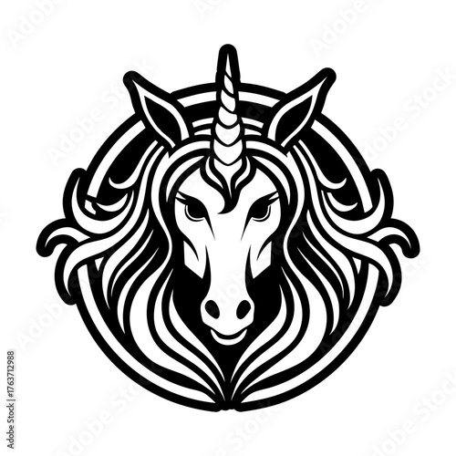 A filled style icon representing a unicorn symbol