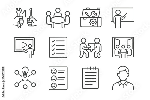 Collection group icon collaborative icons screen room idea vector task workshop form