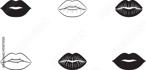 lips silhouette on white background