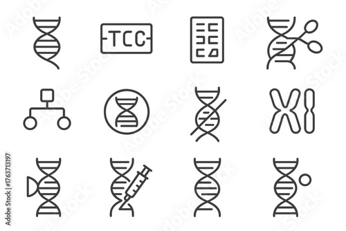 Vector crispr grid double genetics icons code scissors therapy icon genetic cloning