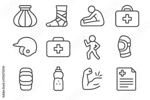 Stretch ankle elbow vector icons pack guard icon aid baseball injury safety