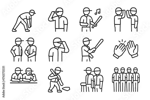 Announcement baseball meeting high hand stretch vector tap music icon ritual lineup