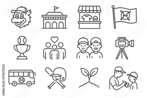 Souvenir icons mascot media icon stand league symbol kid minor autographs team