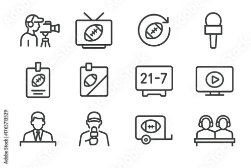 Reporter highlight football icons vector news pass graphics press instant media icon