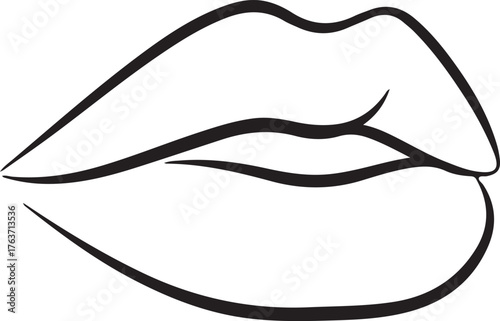 lips silhouette on white background