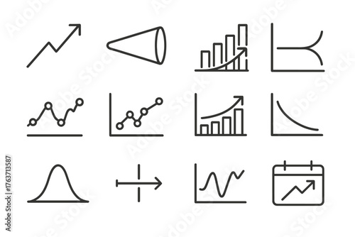 Icons range prediction probability vector grid forecast model arrow icon series bell