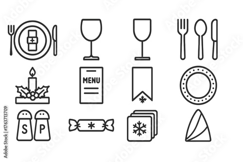 Napkin crackers vector table card icons candle icon folded plate holiday salt