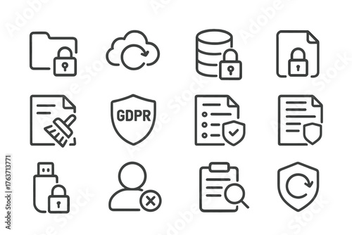 Usb privacy icons control data icon vector protection document anonymization shield secure