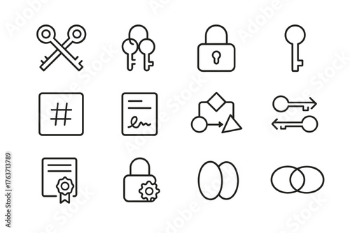 Grid icon private encryption vector function ssl digital key symmetric asymmetric certificate