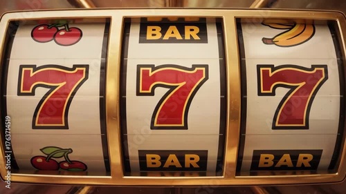 Slot machine reels showing lucky sevens and fruits