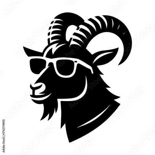 Cool Goat with Sunglasses: A Stylish and Modern Design.