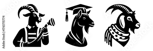 Goat Silhouettes: Diverse Professions and Styles Depicted.