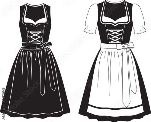 Traditional german dirndl dresses silhouette
