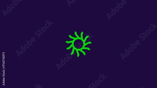 Organic Green Tentacle Spiral Animation on Dark Background