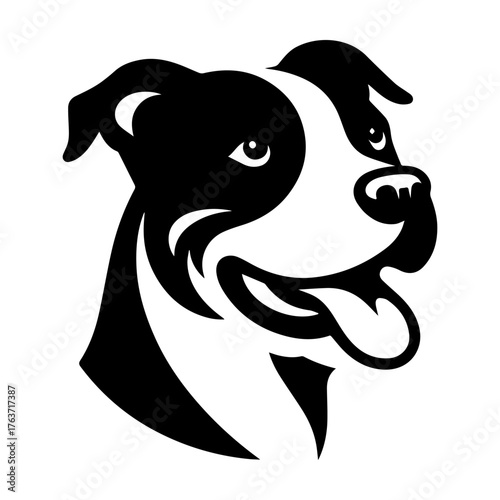 Black and White Dog Portrait: Happy Smiling Friendly.