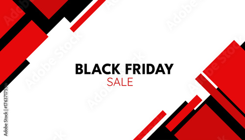 Modern Black Friday Sale Banner on White Background. Modern Trendy Contrast Red And Black Design Template. Sales, Promotion, Limited And Seasonal Offers Illustration. EPS10