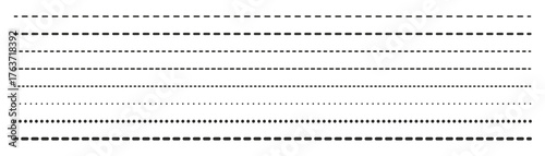 Different types of dashed line or dotted border divider set vector stock illustration eps 10