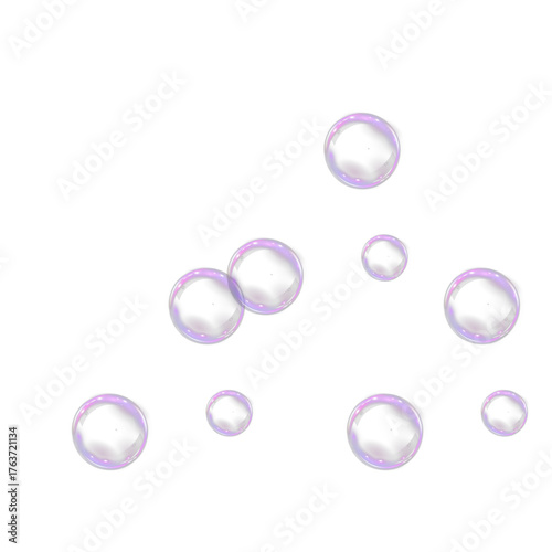 Floating bubbles with shiny reflections and a soft transparent glow. Perfect for overlays in your designs. PNG format.