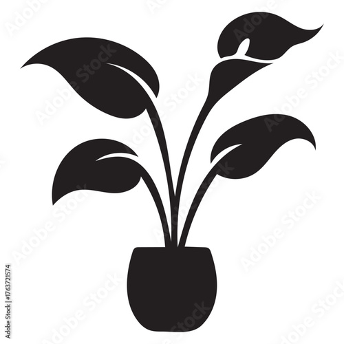Peace Lily Silhouette Vector Icon for Nature, Interior, and Eco Design