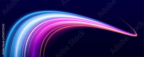 Smooth curves and flowing patterns pulse across the screen, hinting at constant motion and data flow. The design feels modern and energetic. Great for abstract concepts.