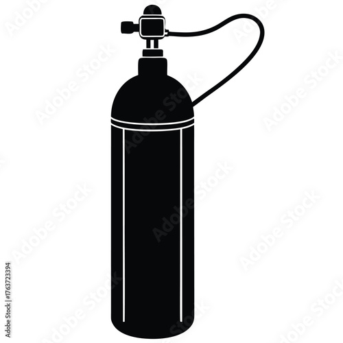 Black and white scuba diving tank ready for underwater adventure