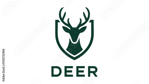 Deer head emblem logo with 'deer' text decorative element for branding vector