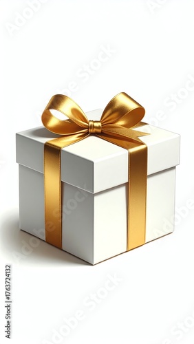 Elegant gift box with golden ribbon decoration.