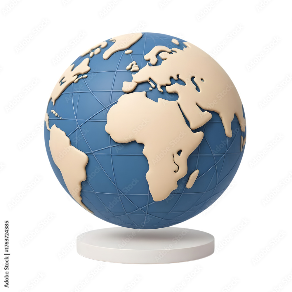 Naklejka premium Globe of earth showing continents and oceans isolated on transparent background